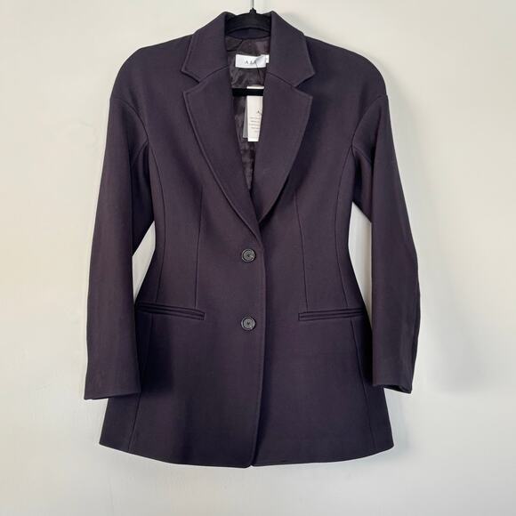 A.L.C. Bishop Blazer Jacket Single Breasted Front Button Wool Navy Blue Size 0 - Picture 2 of 10